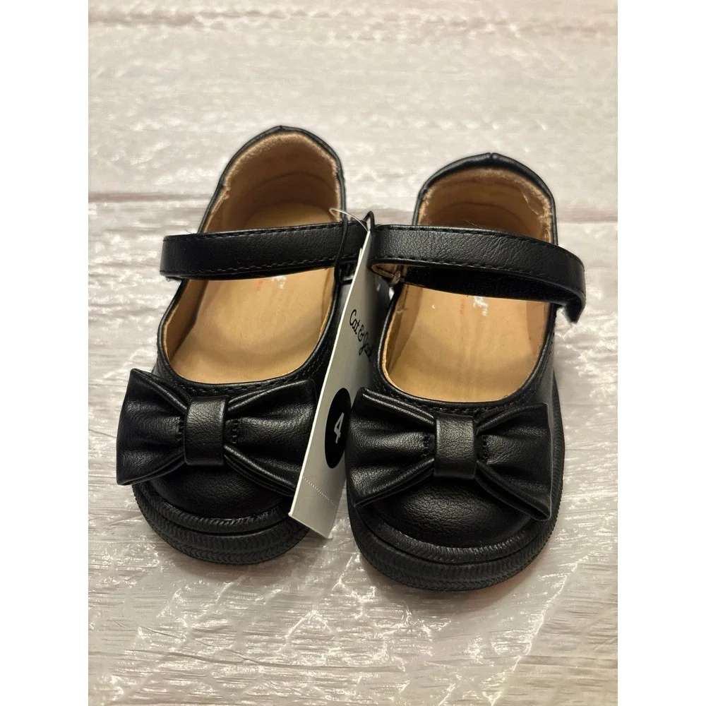 Black Bow Mary Jane Flats Toddler Girls Shoes Size 4
